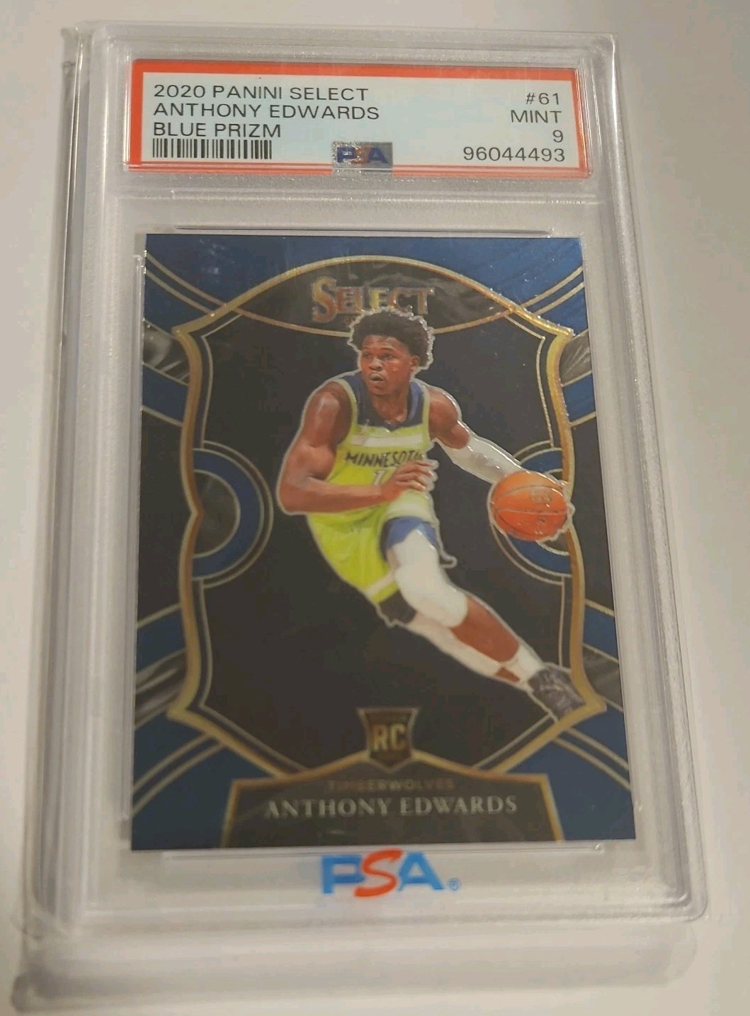 2020-21 Panini Select Anthony Edwards RC Blue Prizm #61 Timberwolves PSA 9 NBA