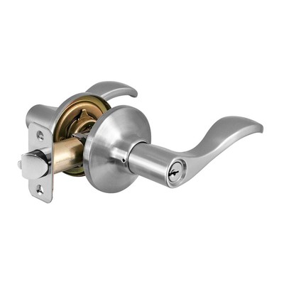 Master Lock Satin Nickel Finished Wave Style Keyed Entry Door Lockset Lever