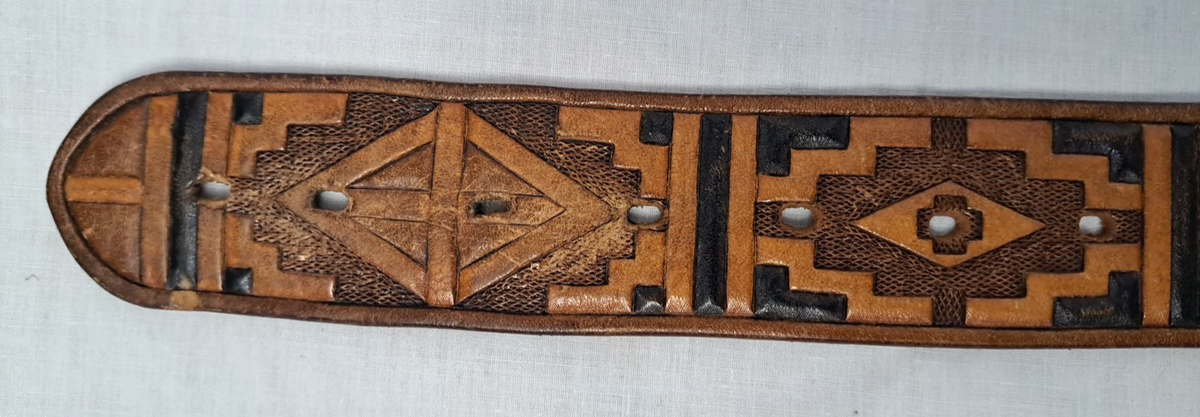 Vtg Southwestern Hand Tooled Genuine Leather Belt  display picture 3