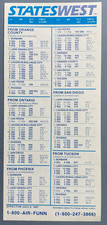 StatesWest Airlines Timetable Effective July 6, 1987
