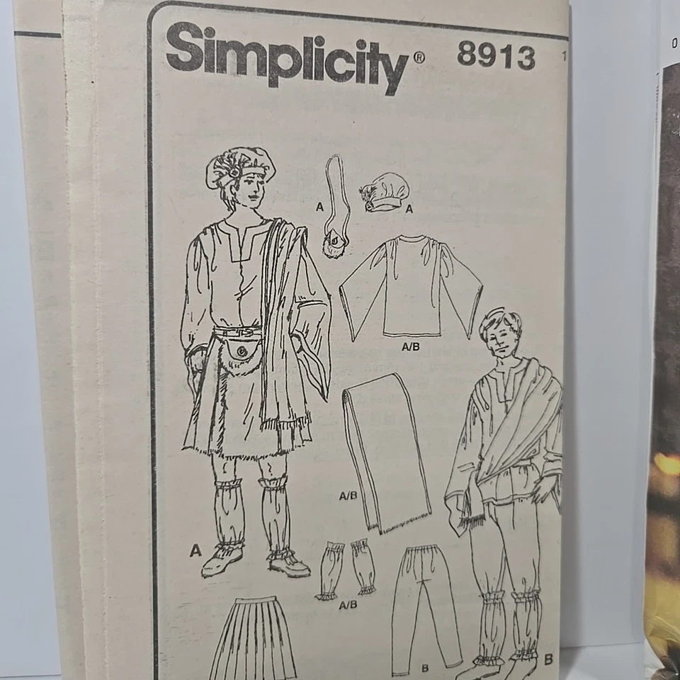 Simplicity 8913 Mens Celtic Kilt Shirt Pants Sash Costume Pattern L-XL UNCUT - Image 4 of 4