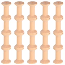 50 Pcs Wooden Bobbins Empty Cord Spools Unfinished Rustic Wood Thread Organizer