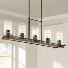 Franklin Iron Works Ranger Dust Bronze Linear Pendant Chandelier Lighting 36