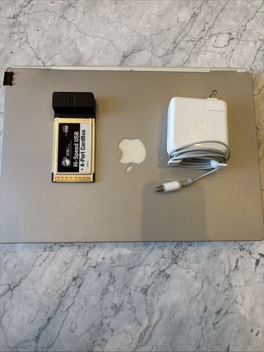 Mac PowerBook G4 With Power supply And USB 4port Card Bus Adapter PARTS ONLY - Afbeelding 3 van 3