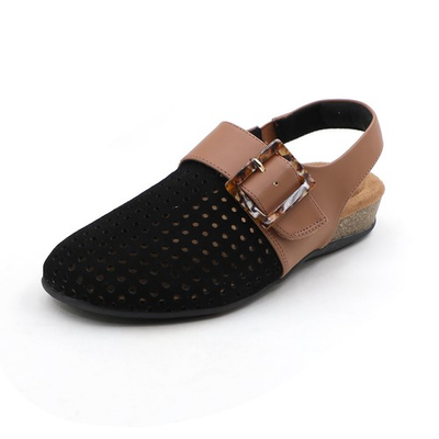 #ad #ad Women#x27;s Genuine Leather Perforated Slingback Buckle Comfort Clogs Cork Footbed $23.99