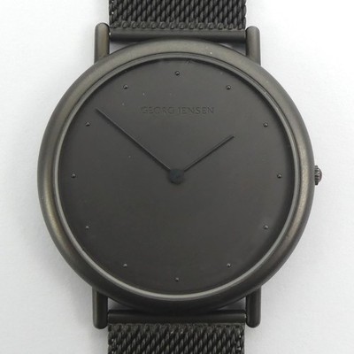 VINTAGE GEORG JENSEN 347 SCHWARZ EDELSTAHL UHR THORUP & BONDERUP DESIGN