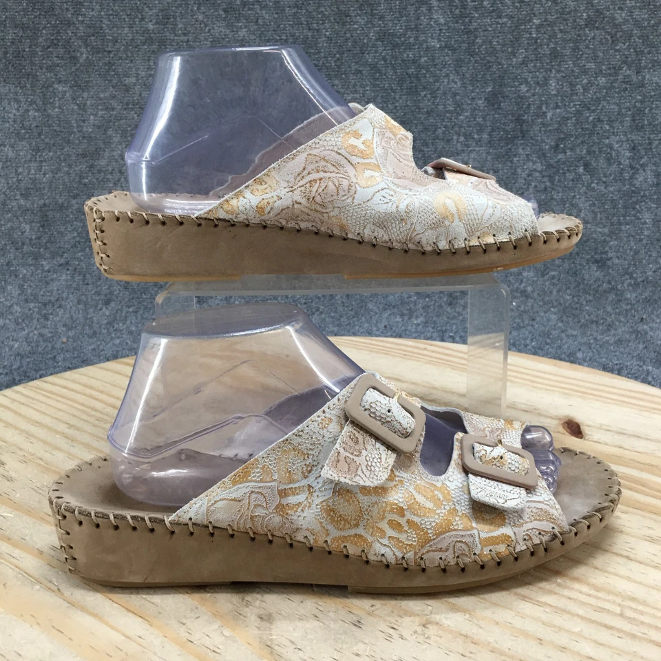 Sandalias La Plume para mujer 41 Jen Slide cuero blanco punta abierta informales tacones de cuña Foto 2 de 4