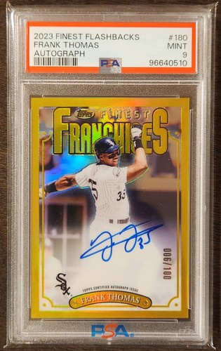 2023 1996 Finest Flashbacks Frank Thomas Gold Refractor Auto /100 PSA 9 MINT
