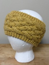Hand Knit Cabled Headband Ear Warmer Color: Mustard