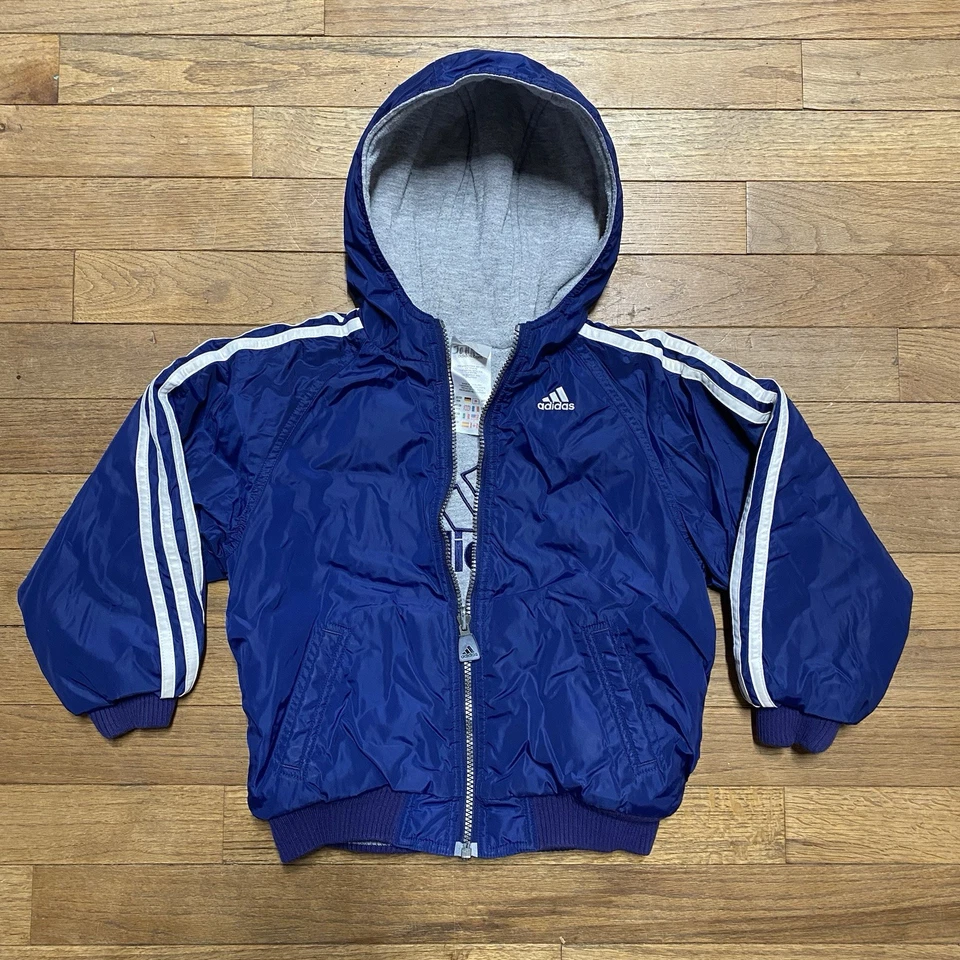 Chaqueta Adidas Vintage Años 90 Reversible Niños Gris/Azul Marino Talla M/5 Foto 3 de 4