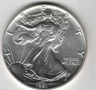 1991 WALKING LIBERTY AMERICAN EAGLE .999 FINE SILVER DOLLAR COIN 1oz. $1 USA