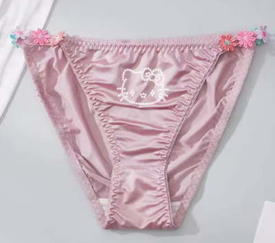 Women s Teen Sanrio Anime Hello Kitty Y2K Silky Satin Rhinestone Bikini Brief XL