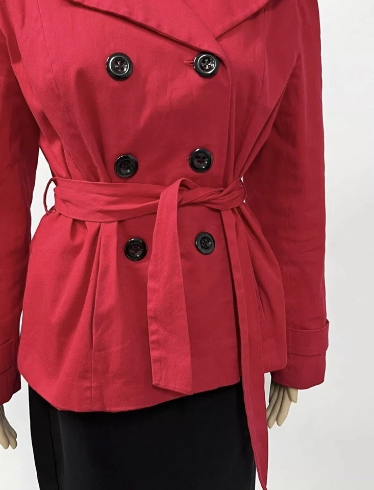 Gabardina roja de doble botonadura George para mujer AUS 14 UK 16 EUR 44 algodón carrera Foto 3 de 4