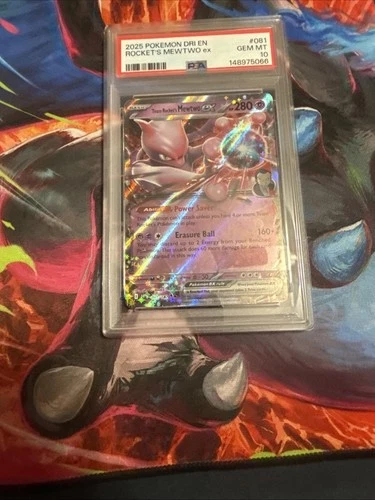 2025 POKEMON DESTINED RIVALS EN #81 ROCKET’s MEWTWO ex PSA 10 GEM MINT
