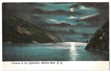 New York c1905 night, Hudson River, entrance to The Highlands, undivided back