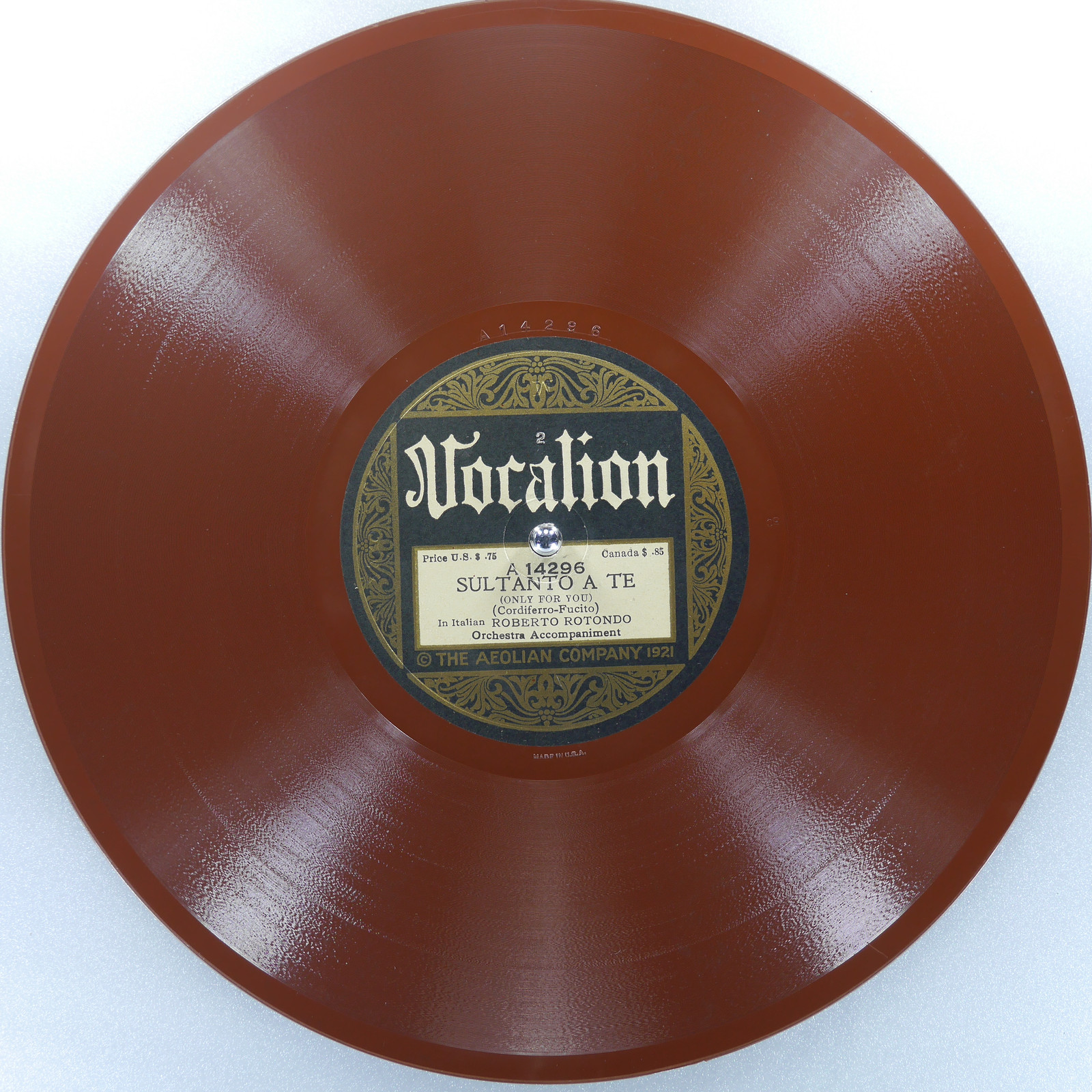 ROBERTO ROTONDO Sultanate A Te / Canti Moderni VOCALION 14296 VG+ 78rpm