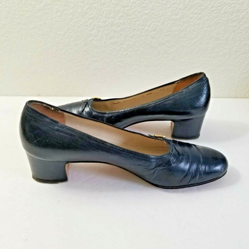 Salvatore Ferragamo Italy Women's Navy Bow Leather Pumps Shoes 7 AA FM349E - Picture 2 of 9