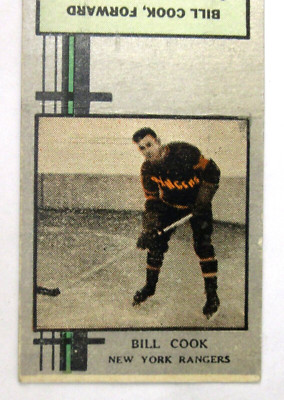 1930's BILL COOK NY Rangers HOF hockey Diamond Matchbook cover w ...