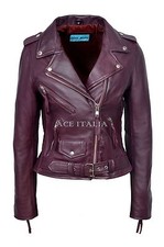 Ladies Leather Jacket Cherry Brando Fitted Urban Biker Napa Jacket Mbf