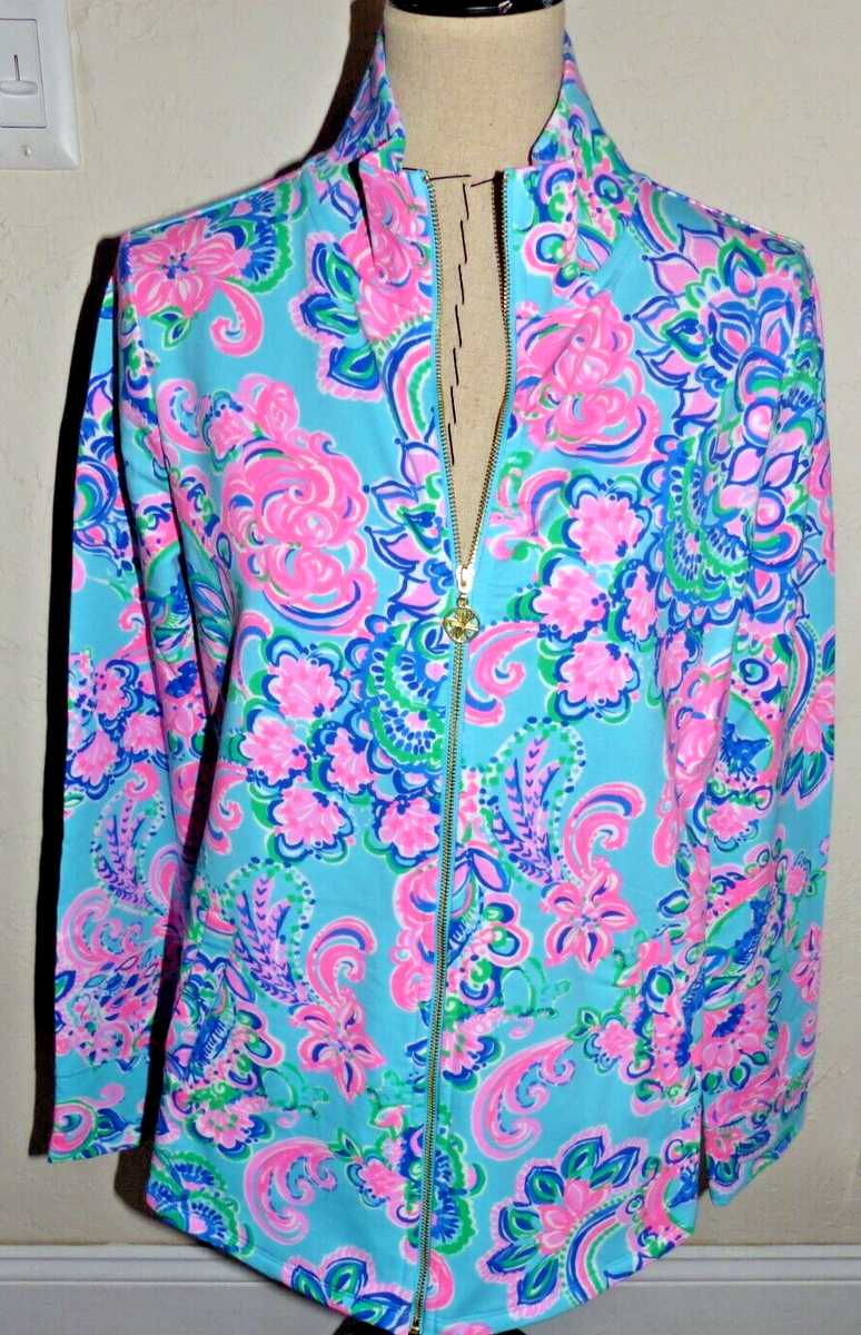 レオナ LILLY PULITZER UPF 50+ Leona Zip Up Jacket JUNGLE SUNRISE Size