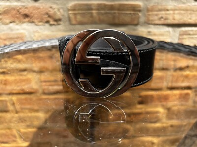 Gucci GG Leather Belt Classic Black Made in Italy 114984 Gucci GG Leather Belt Classic Black Made in Italy 114984