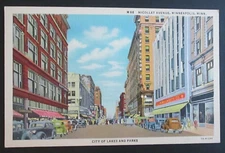 Nicollet Avenue Minneapolis MN Unposted Linen Postcard