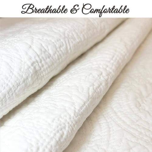 Quilts 68"Wx86"L 2-Piece Twin Edge Cotton Reversible Machine Wash Quality White - Picture 5 of 9