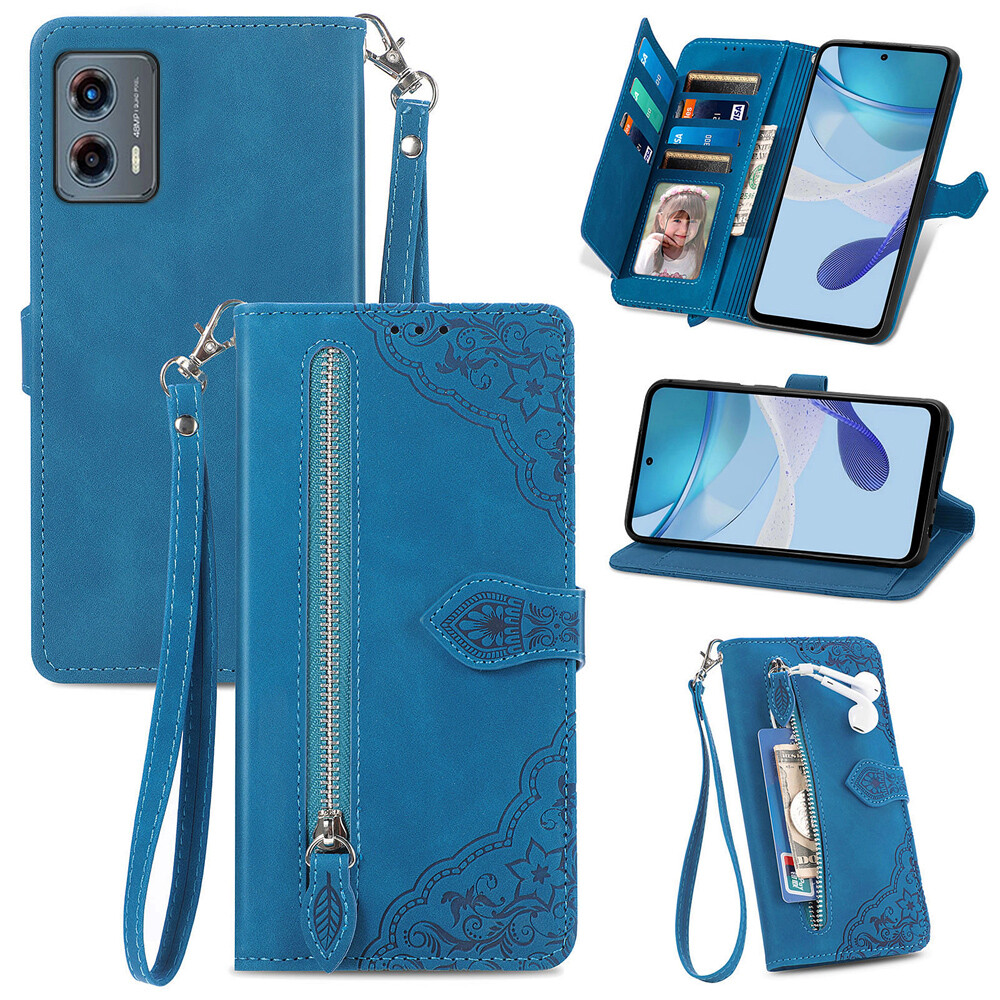 For Motorola G Stylus 5G Play 2023 Power 2022 Leather Zipper Wallet Phone Case