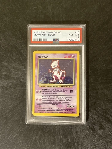 1999 POKEMON GAME MEWTWO - HOLO - BASE SET #10/102 RARE GAMEFREAK PSA 8 NM-MINT