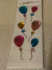 LA PETITES - THE PAPER STUDIO STICKERS - 3D GEMSTONES BIRTHDAY BALLOONS MIXED