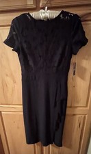WOMEN’S “CHAPS” BLACK EYELET TOP DRESS SIZE 4 NEW WITH TAGS