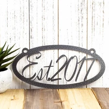Custom Family Established Year Metal Sign, Personalized Oval Est. Date Plaque
