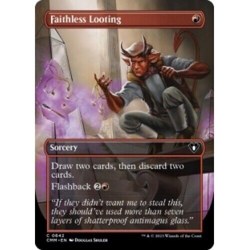 FAITHLESS LOOTING (BORDERLESS) X4 Commander Masters Magic MTG MINT CARD - Picture 1 of 1