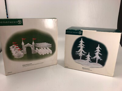 2- Dept 56 Ice Crystal Gate & Walls 56716, Village Icicle Trees 56722 Holiday