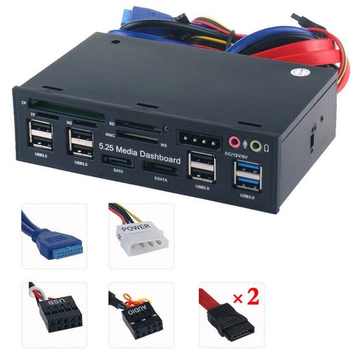 5.25'' PC Front Panel Dashboard Media USB 3.0 Hub Audio Panel Dashboard - Picture 2 of 13