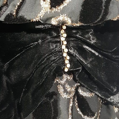 80s Lillie Rubin Glam Black Gold Drop Waist Rhinestone Embellished Evening - Picture 4 of 8