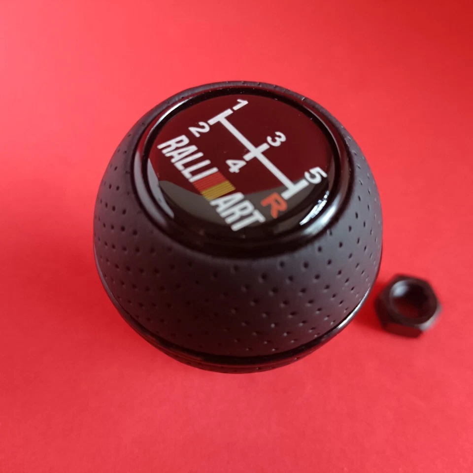 BLACK LEATHER 5S JDM SHIFT GEAR KNOB for LANCER EVO Eclipse MIRAGE RALLIART 4G63 - Image 4 of 4