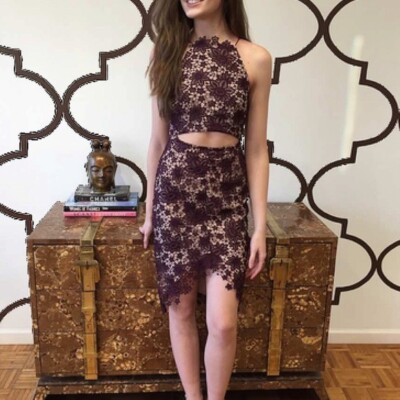 revolve purple lace dress Purple Ruffle Dress
