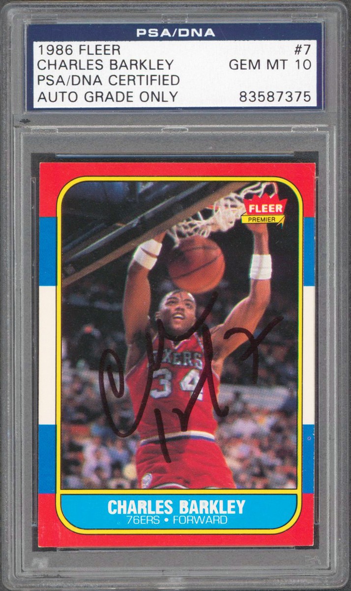 76ers Charles Barkley Signed 1986 Fleer #7 Rookie Auto Card
