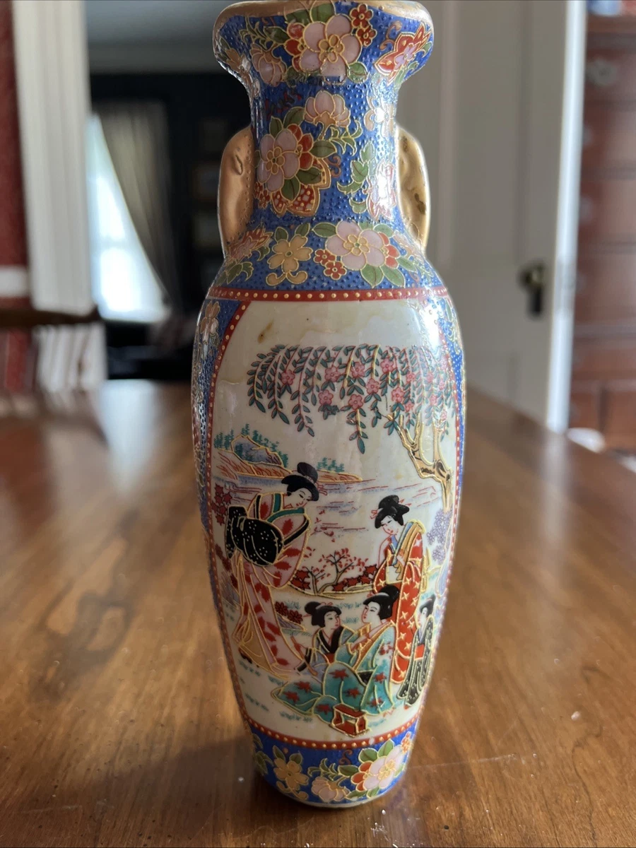 艺妓花瓶日本古董花瓶| eBay