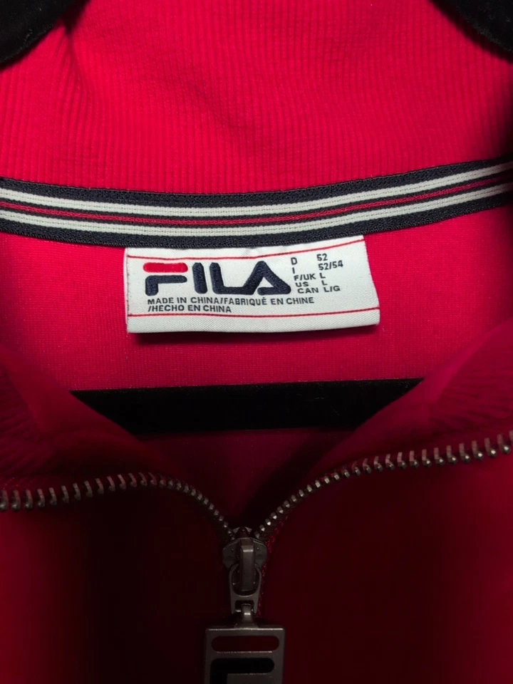 Chaqueta de Pista Fila Italia Azul Marino Rojo Terciopelo Cremallera Completa Y2K Ropa Deportiva Grande (LEER) Foto 4 de 4