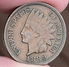 1889 INDIAN HEAD Cent VERY NICE - FULL LIBERTY - 4 DIAMONDS - (HIGH GRADE) e844