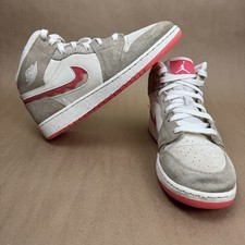 Nike Air Jordan 1 Mid GS Shoes Khaki Brown Pink White Sneakers HJ5958-206 Sz 6Y