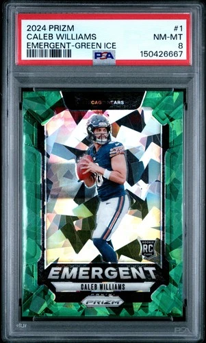2024 PANINI PRIZM EMERGENT GREEN ICE #1 CALEB WILLIAMS ROOKIE RC PSA 8