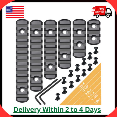 6 Pack Lock Picatinny Rail Aluminum 3/5/7/9/11/13 Slot Set M-Lok Picatinny Rail