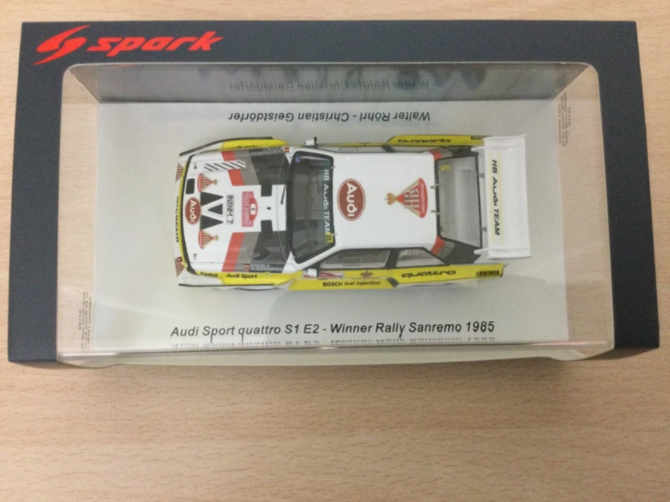 Spark Audì Sport Quattro S1 E2 Winner Rally Sanremo 1985 Rohrl 1/43 - Immagine 2 di 3