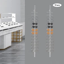 10pcs Aluminium Eyeglass Display Rod Rack Wall-Mounted Sunglasses Storage Frame!