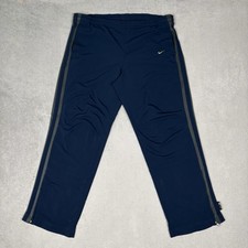 Vintage Y2K Nike Track Pants Mens XL Navy Baggy Wide Leg Stripe Ankle Basketball