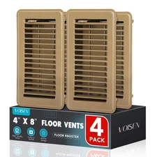 VOISEN Floor Register 4x8, 4 Pack Floor Vent Covers, Steel Adjustable Air Sup...