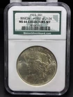 1922 Silver Peace Dollar NGC $1 MS64 Binion Collectors Set Toned #1937 of 2124